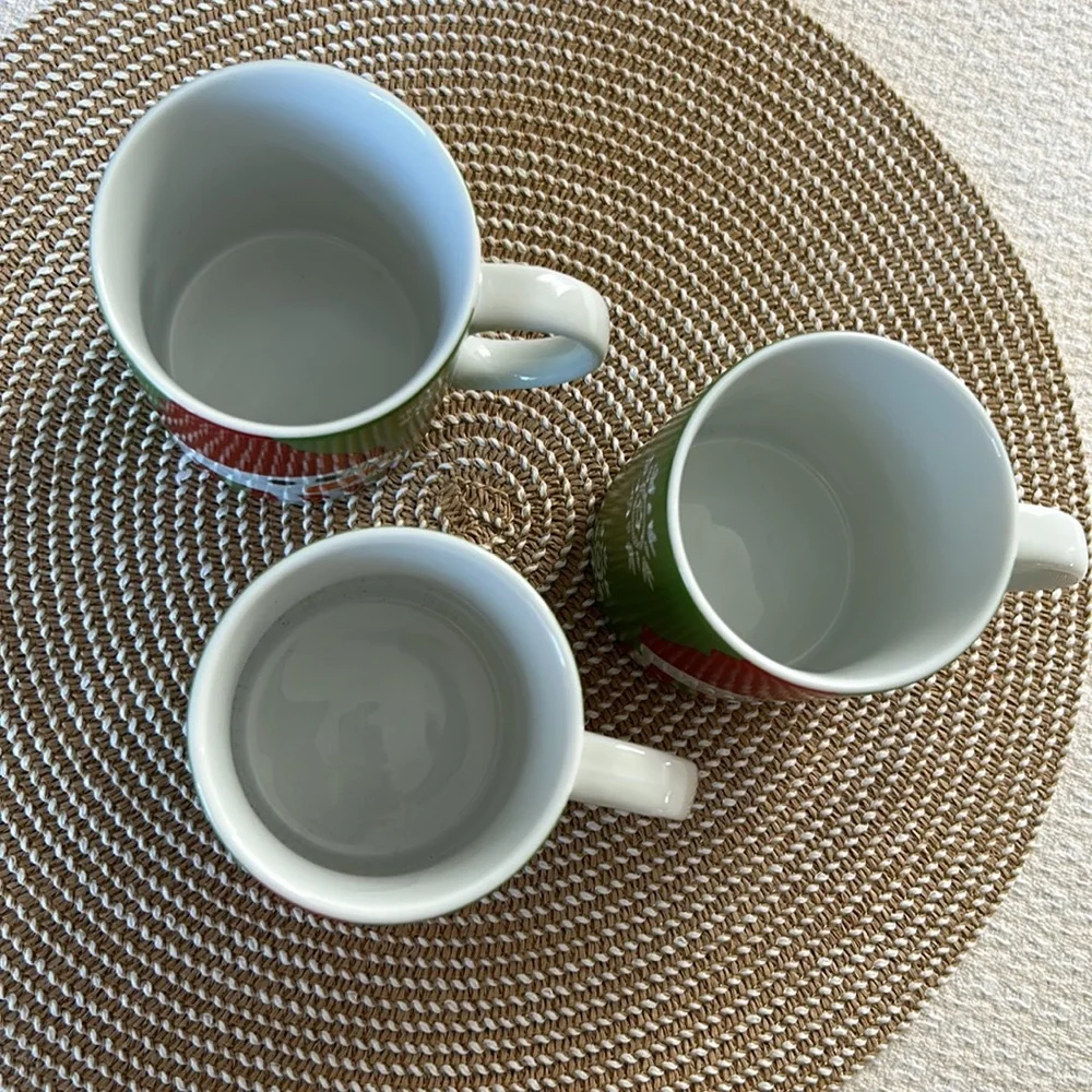 NWT Crate&Barrel set of three 12 oz. snowman mug / coffee cups RARE